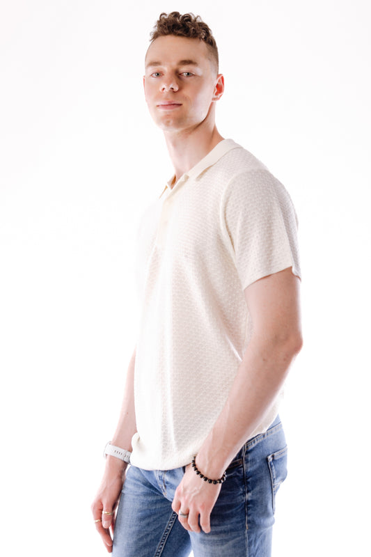 Knitted Polo Shirt - WHT