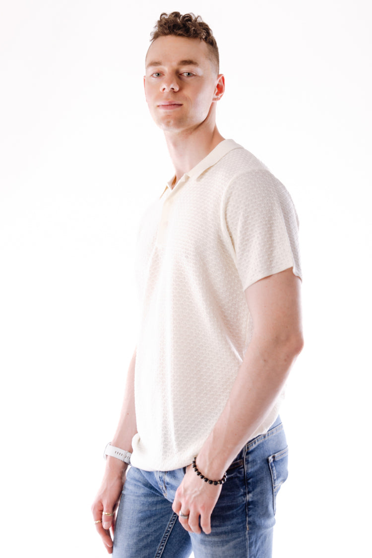 Knitted Polo Shirt - WHT