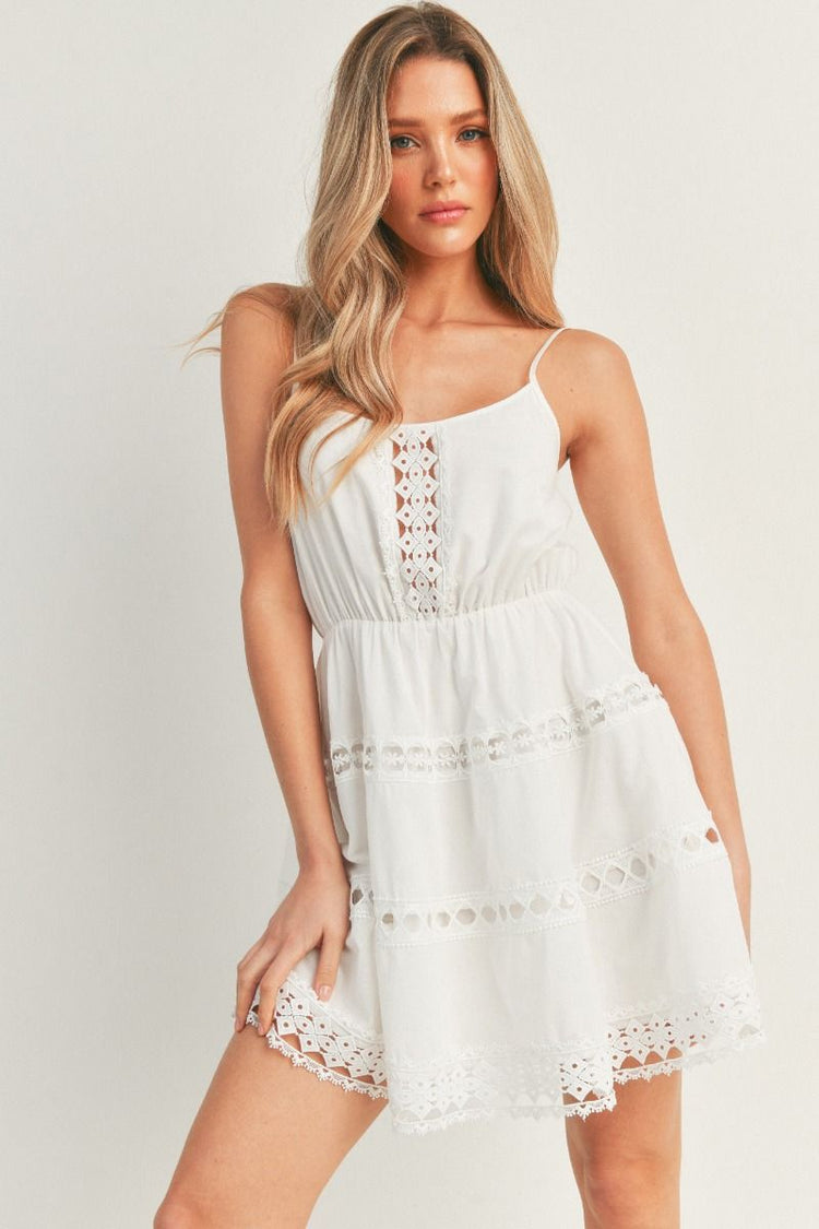 Lace Mini Dress - WHT