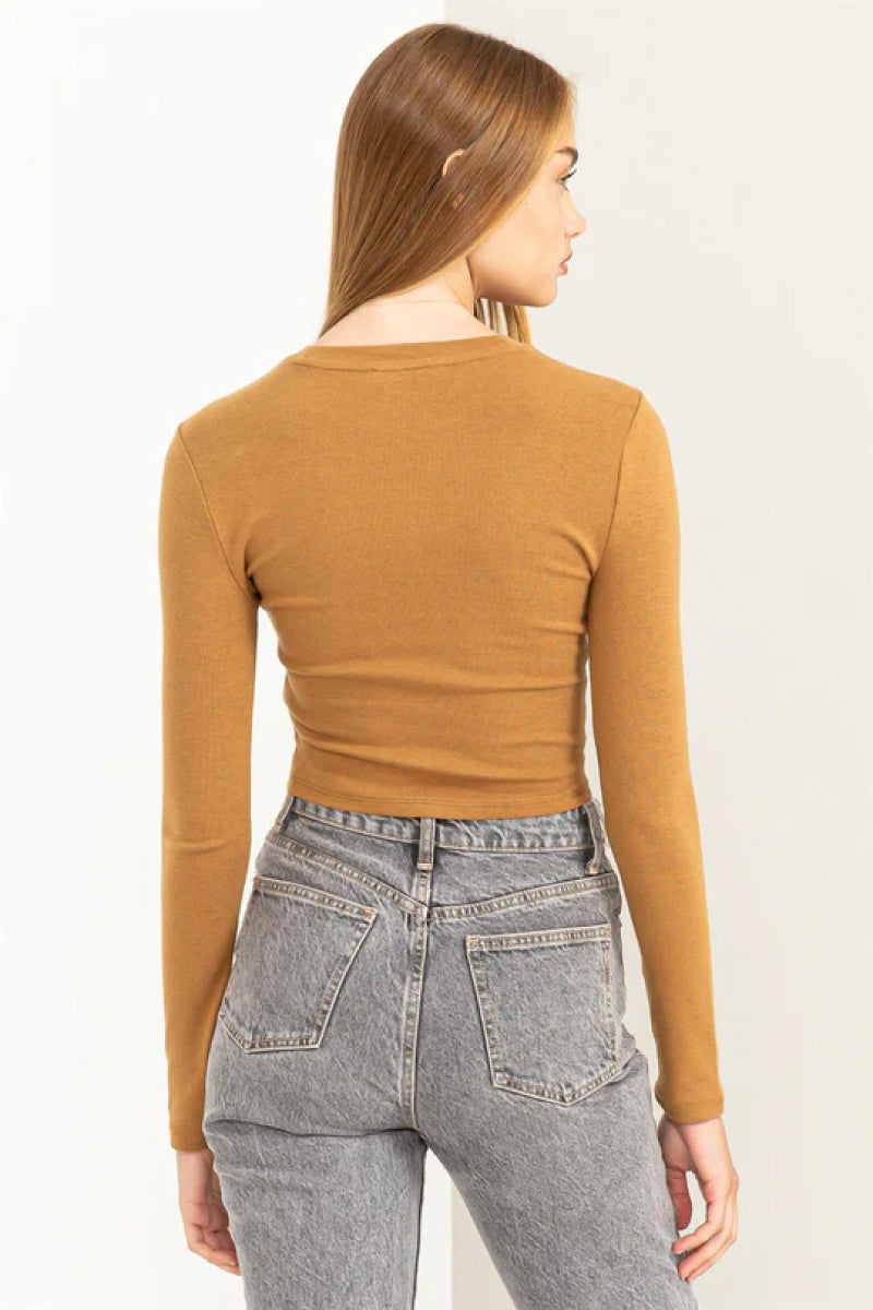 Long Sleeve Crop Tee - BRN