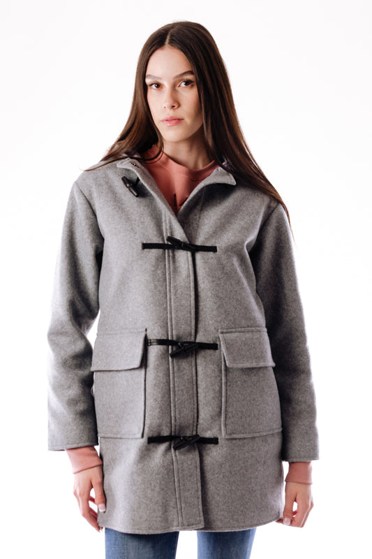 Lulu Melton Duffle Coat - GRY