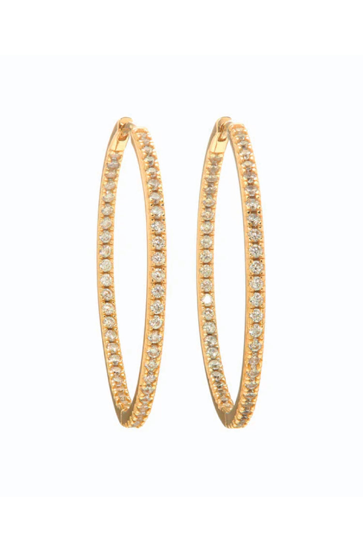 Medium Pave Hoop Earrings - Gold - GLD