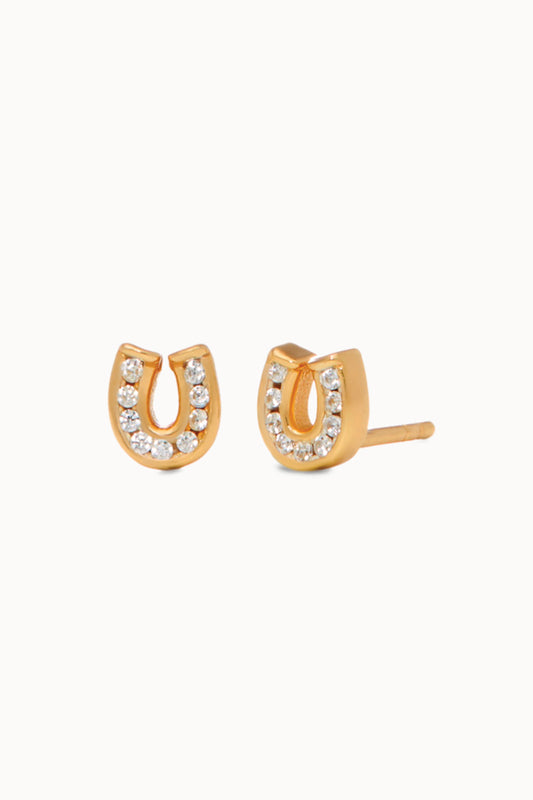 Mini Horseshoe Stud Earrings - GLD