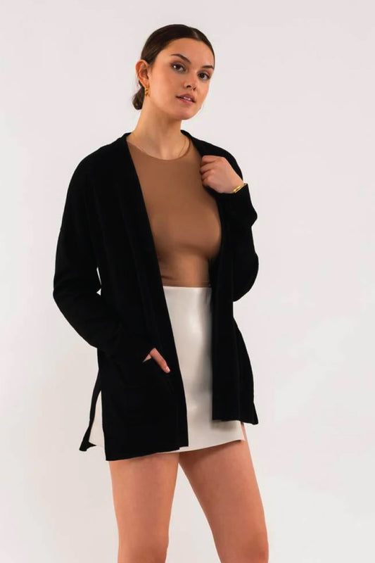 Open Front Cardigan - BLK