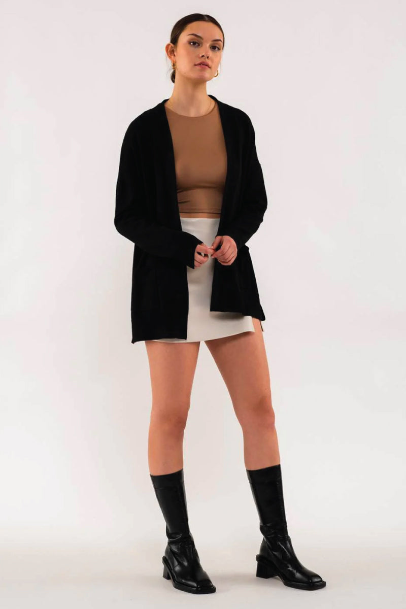 Open Front Cardigan - BLK