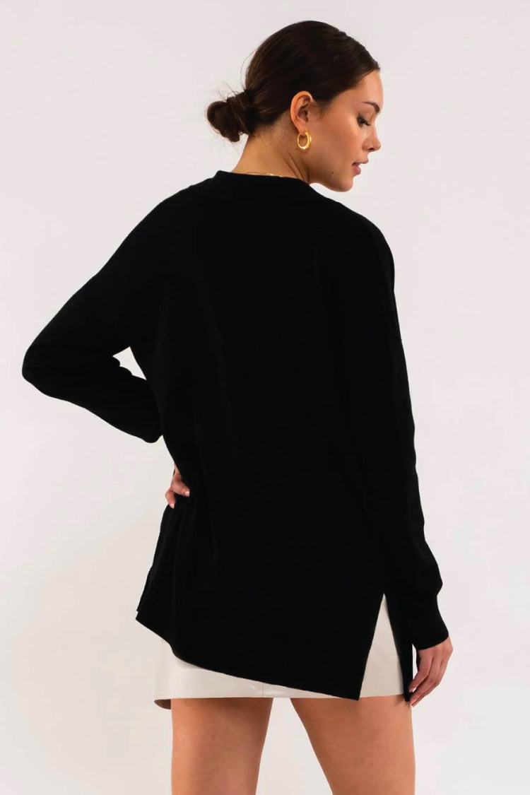 Open Front Cardigan - BLK