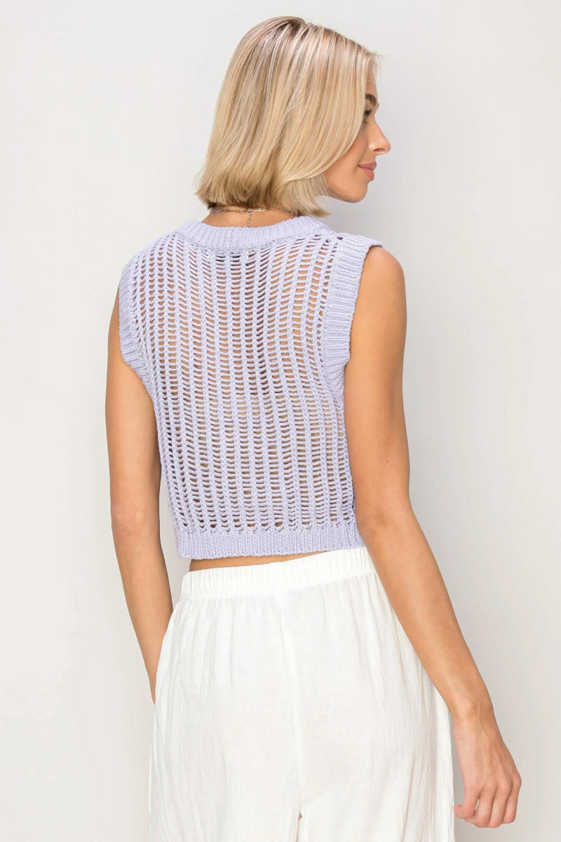 Open Stitch Knit Vest - LAV