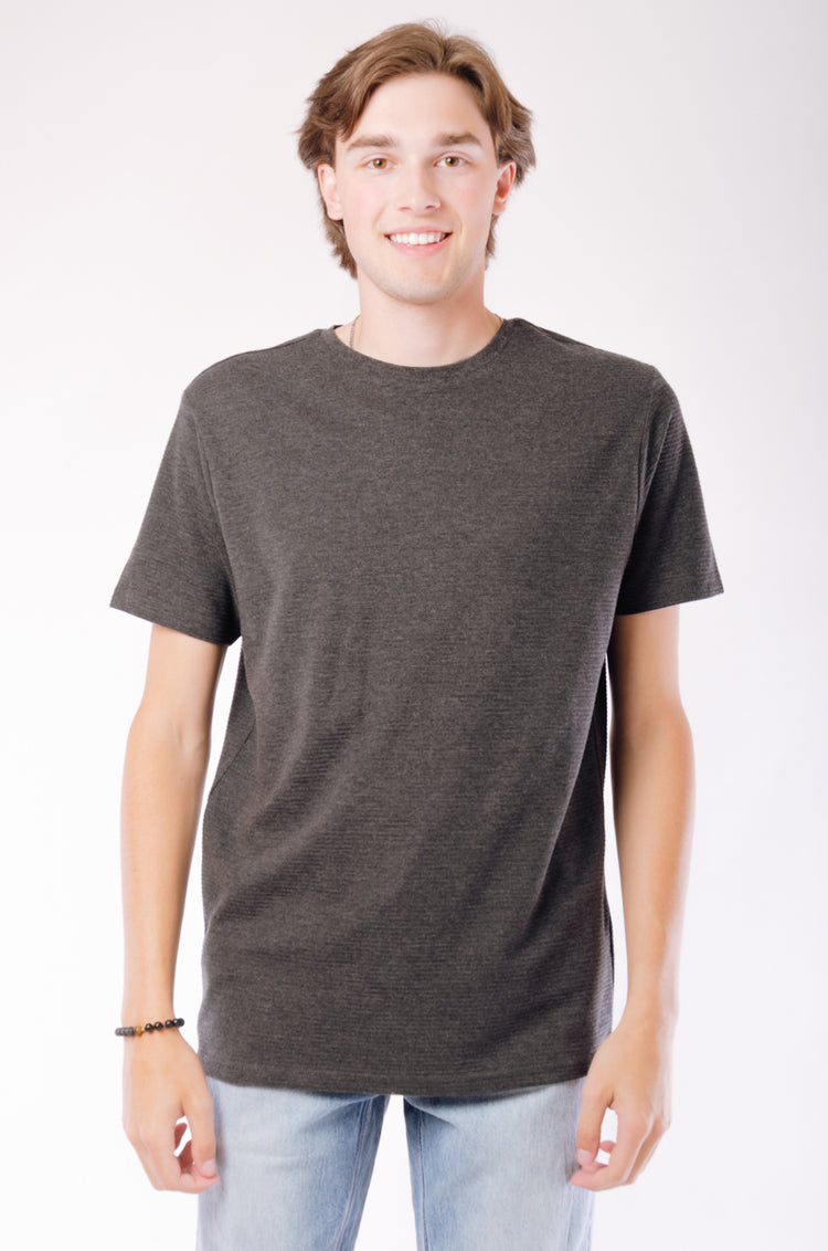 Ottoman Ribbed Tee - BLK