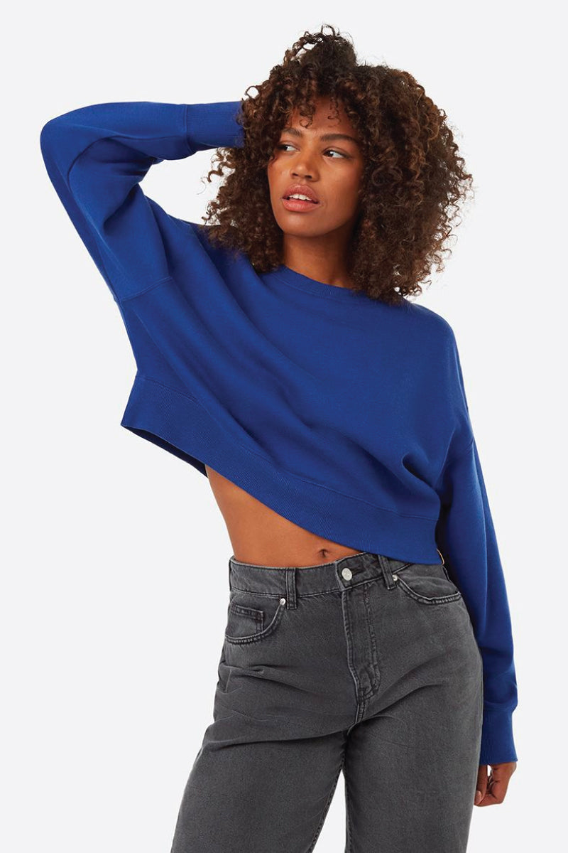 Oversized Cropped Crew - BLU