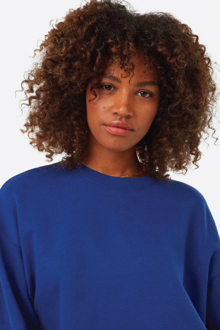 Oversized Cropped Crew - BLU