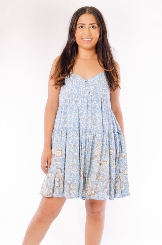 Paisley Babydoll Dress - BLU