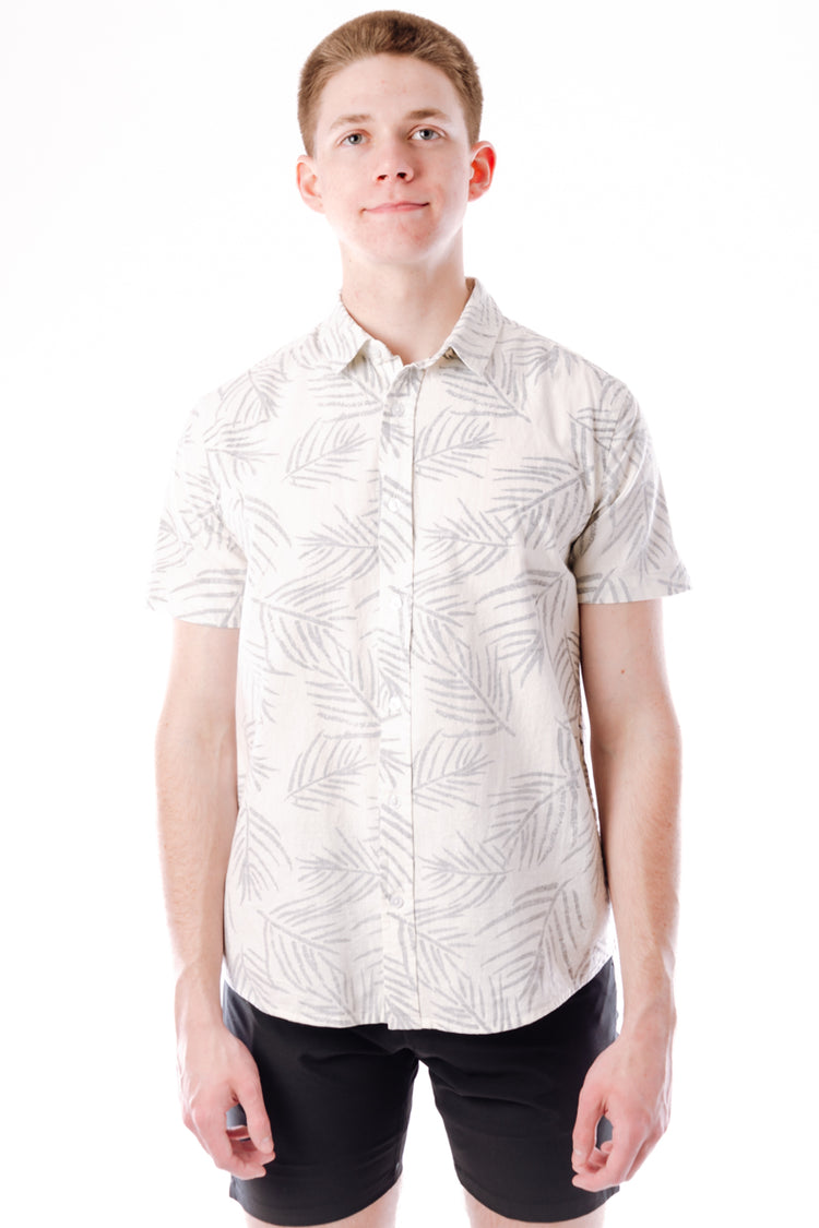 Palm Print Short Sleeve Shirt - WHT