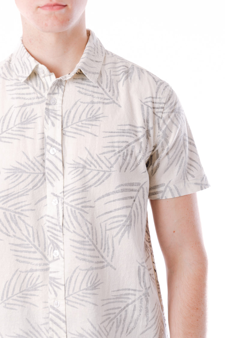 Palm Print Short Sleeve Shirt - WHT