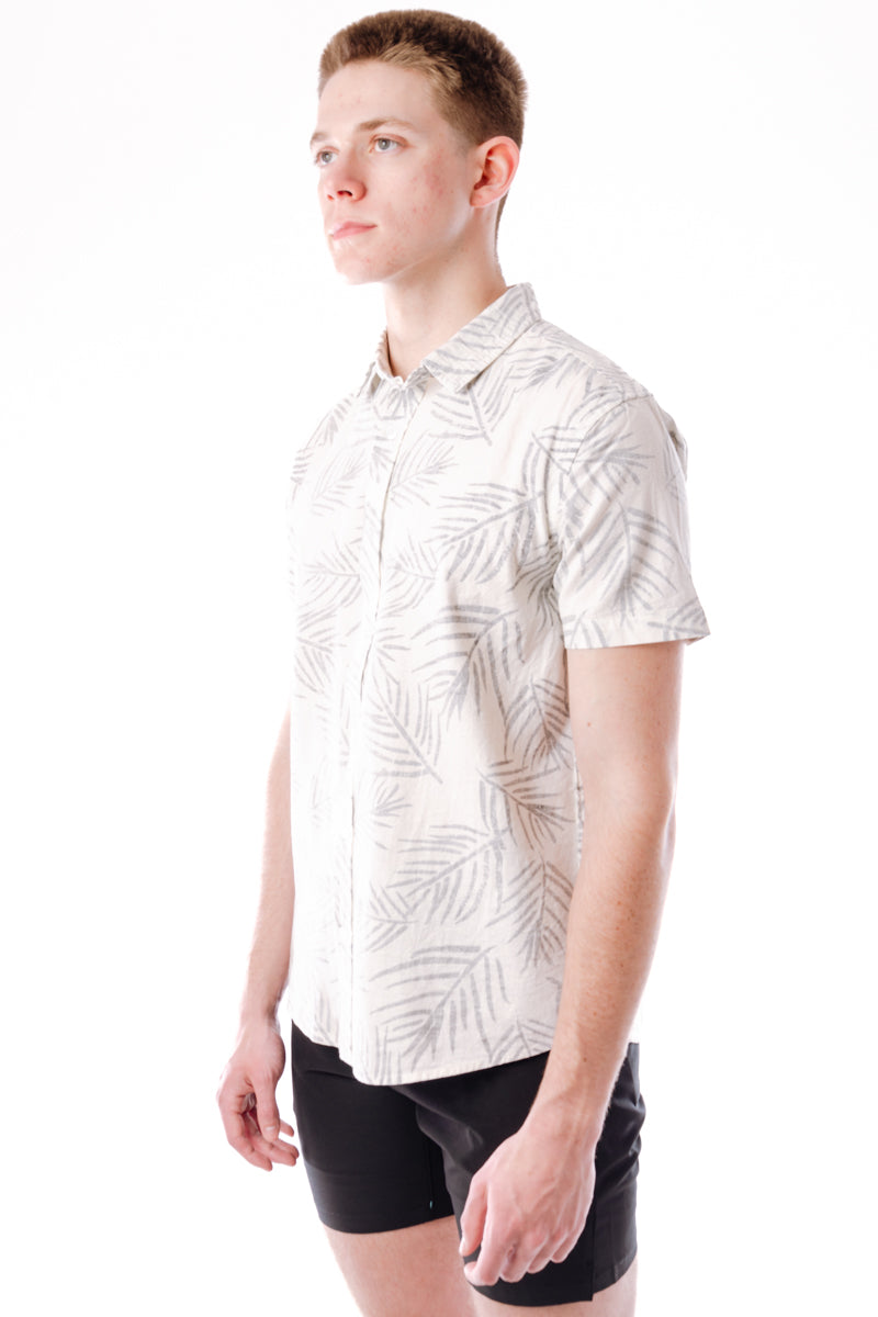 Palm Print Short Sleeve Shirt - WHT