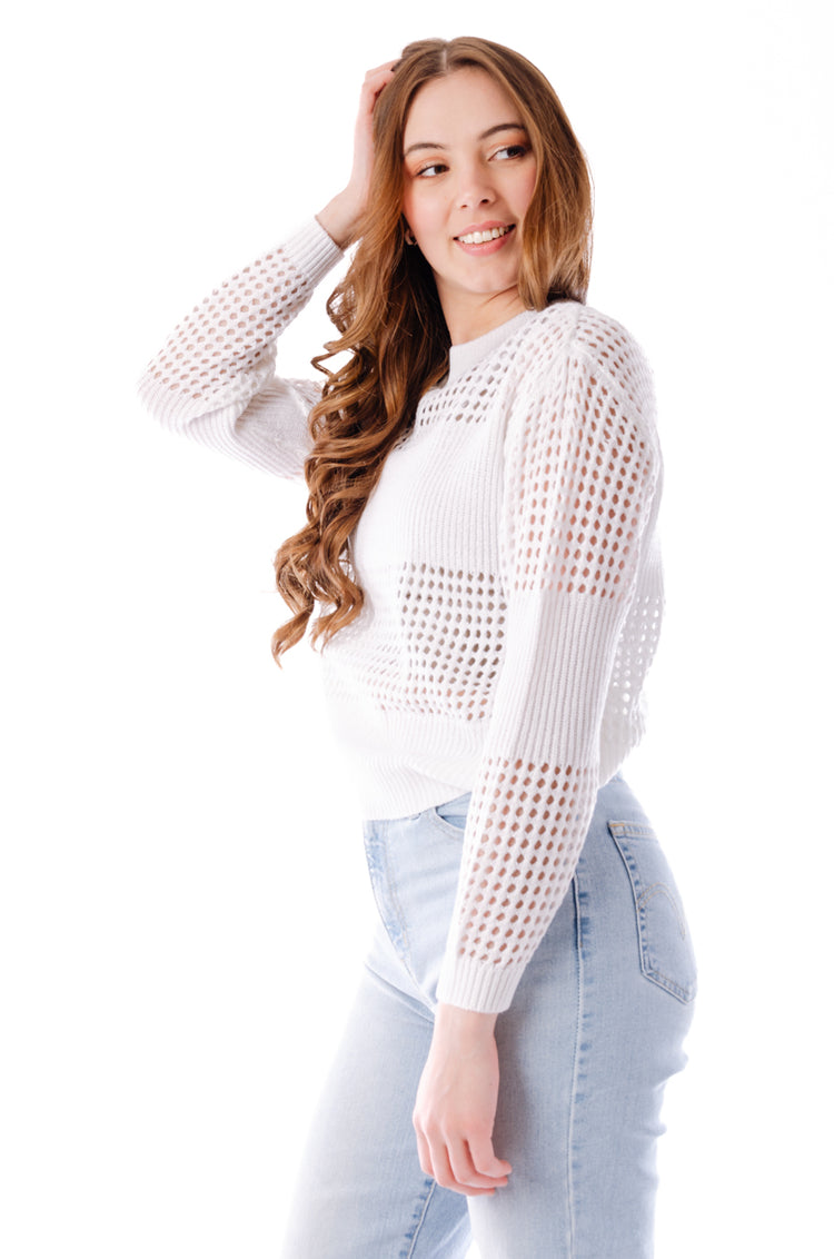 Pamela Open Knit Sweater - WHT