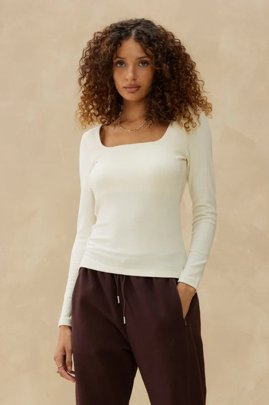 Peachy Rib Square Neck Top - CRM