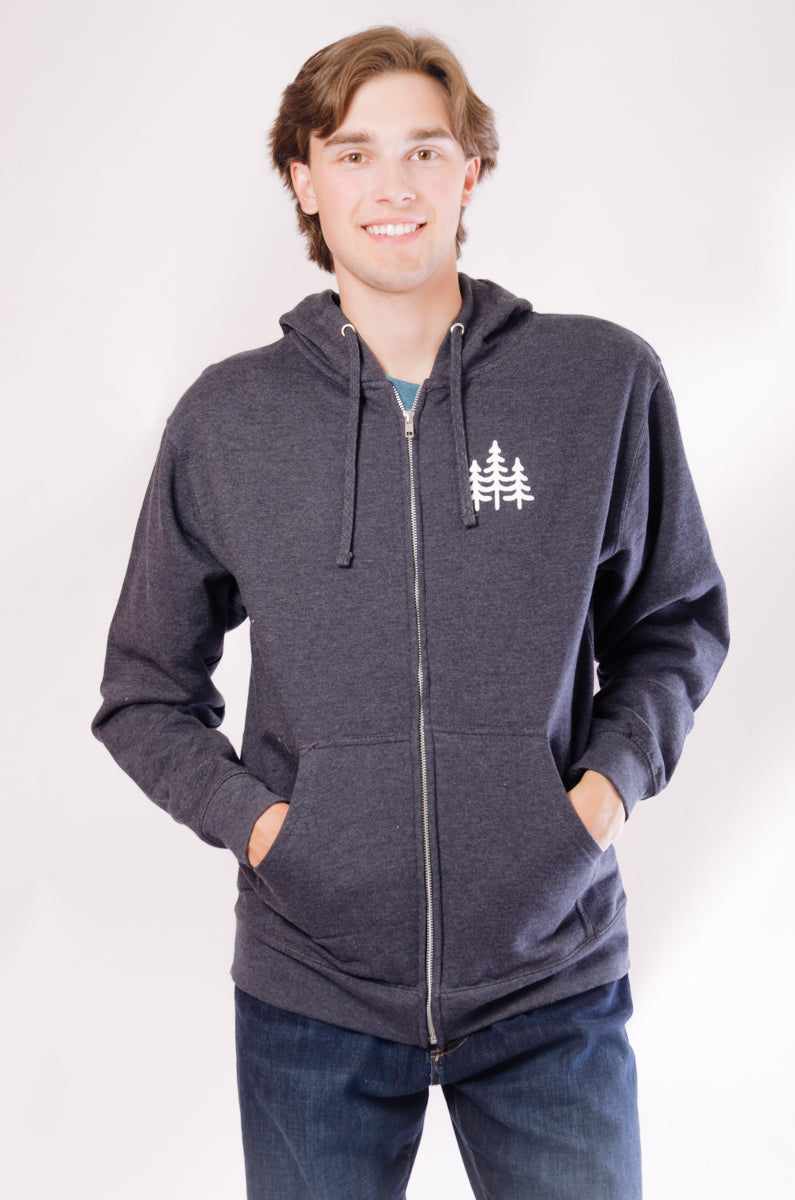 Unisex Pines Zip Up Hoodie - NVY