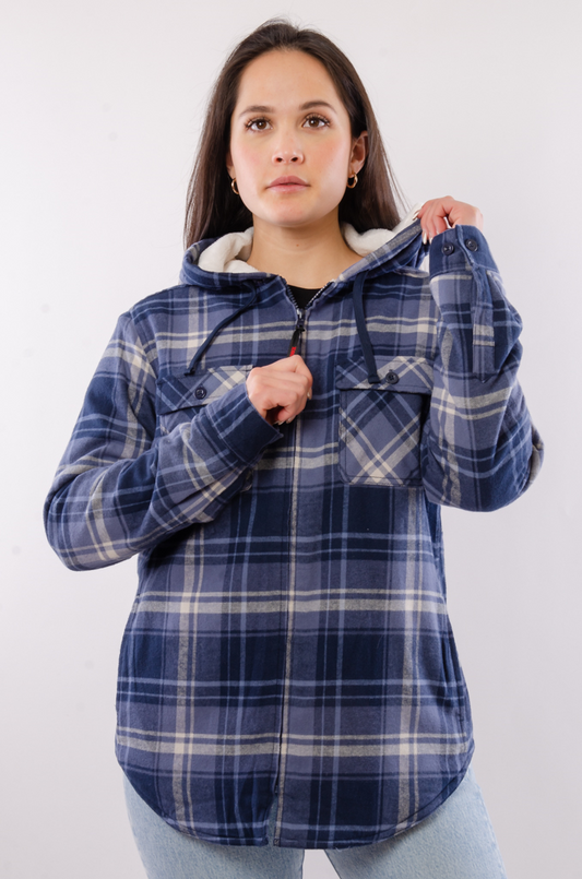 Plush Lined Flannel Jacket - NVY