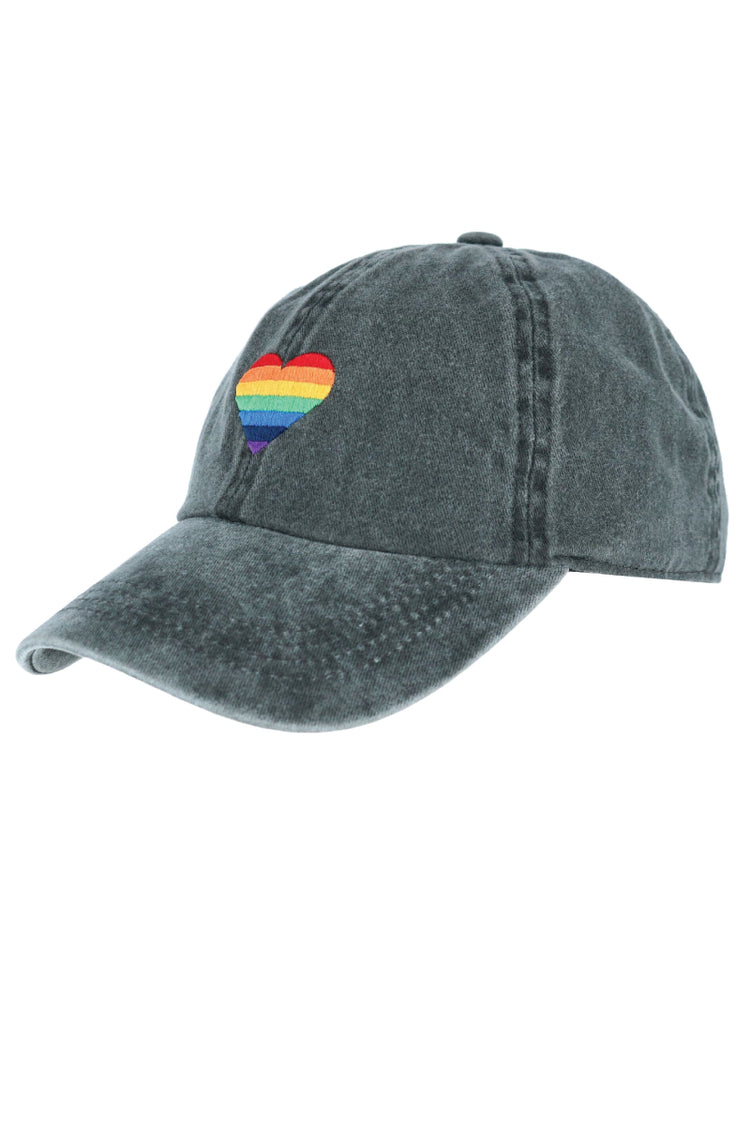 Pride Rainbow Heart Hat - BLK