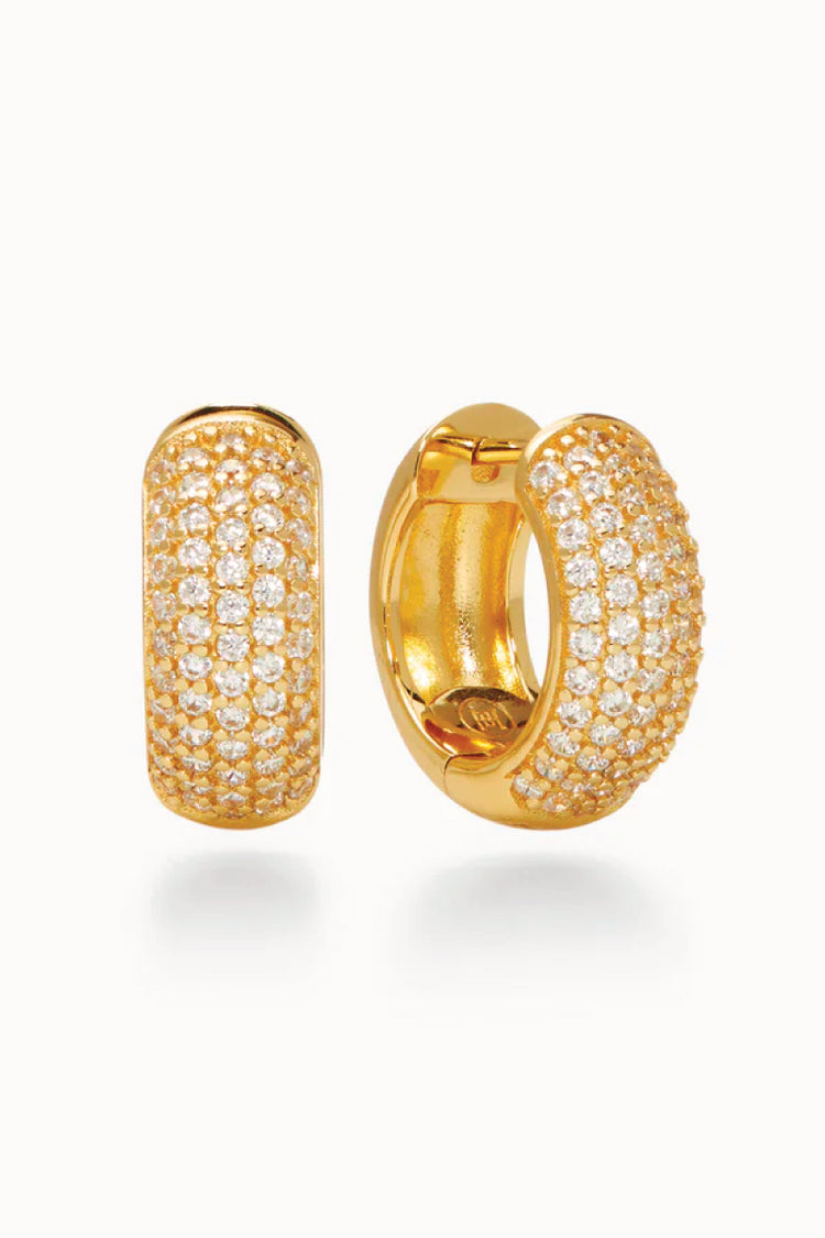 Puff Pave Reversible Hoop Earrings - GLD