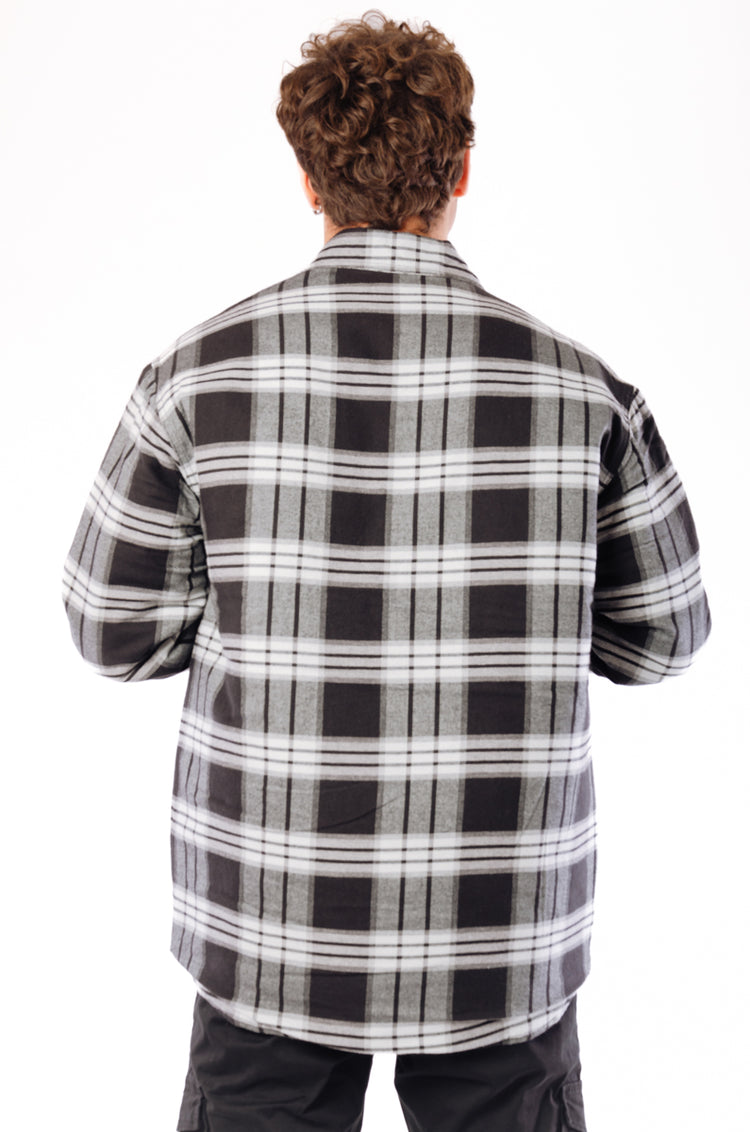 Quilt Lined Flannel Shirt Jacket - BLK