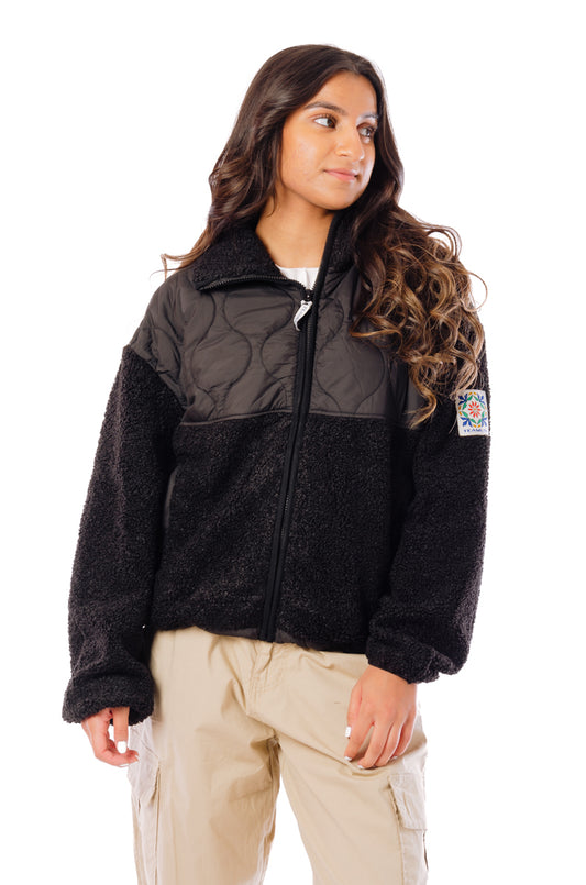 Quilted Sherpa Jacket - BLK