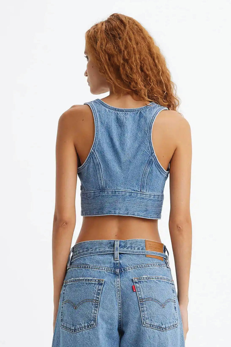 Raine Denim Crop Top - CHK