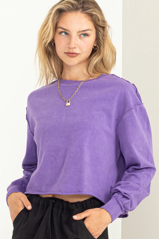 Raw Hem Crop Long Sleeve - WIS