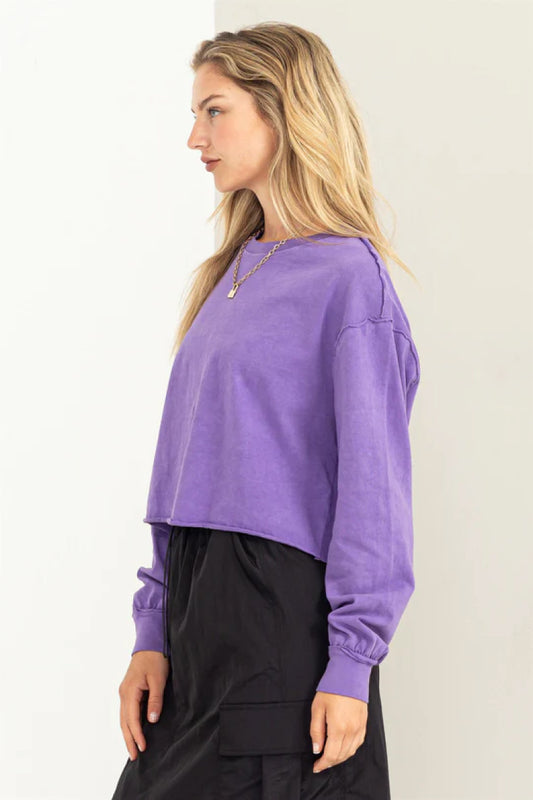 Raw Hem Crop Long Sleeve - WIS