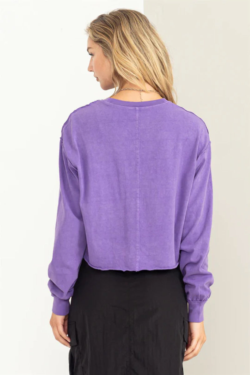 Raw Hem Crop Long Sleeve - WIS