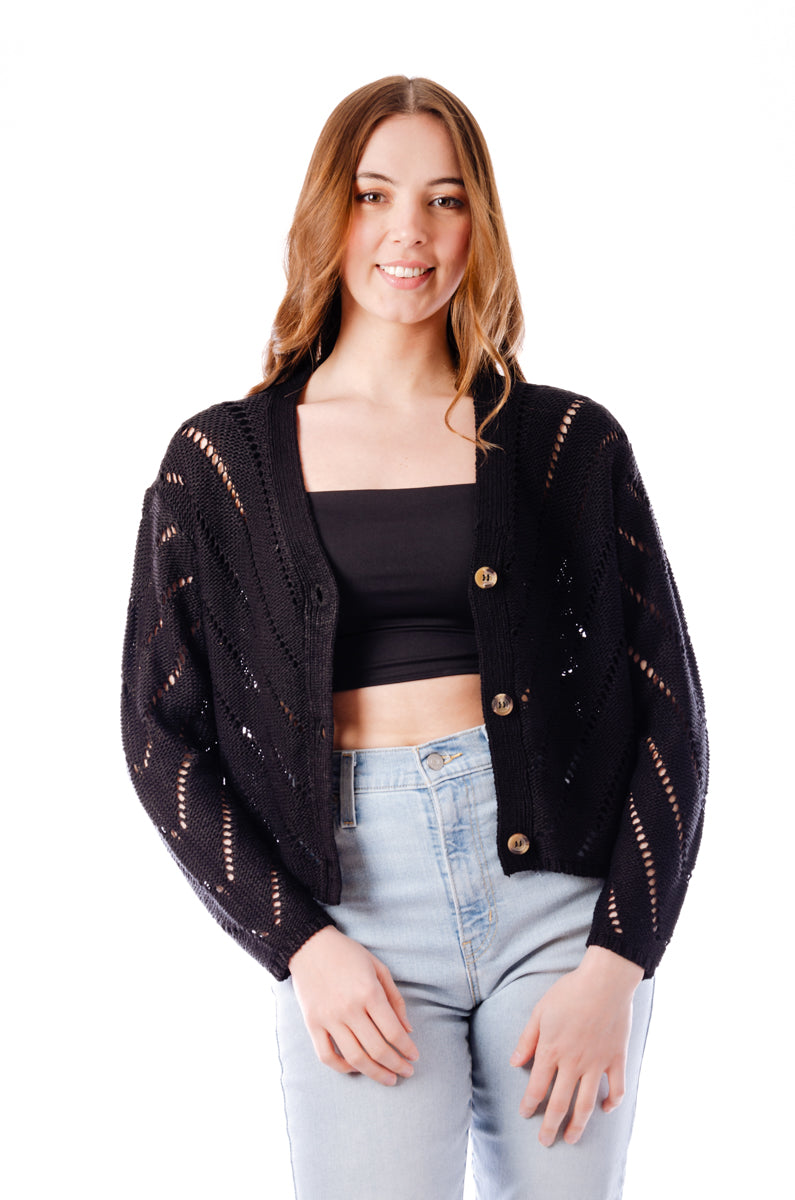 Raya Crochet Cardigan - BLK