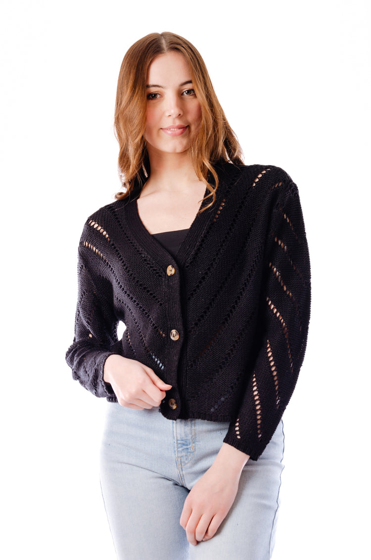 Raya Crochet Cardigan - BLK