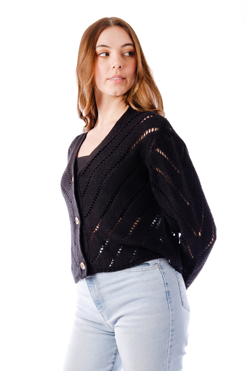 Raya Crochet Cardigan - BLK