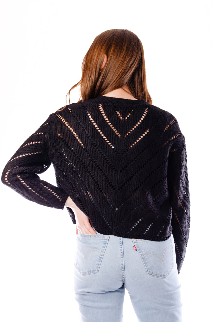 Raya Crochet Cardigan - BLK