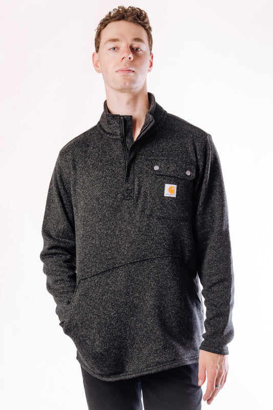 Relaxed Fit Quarterzip Sweater - BLK