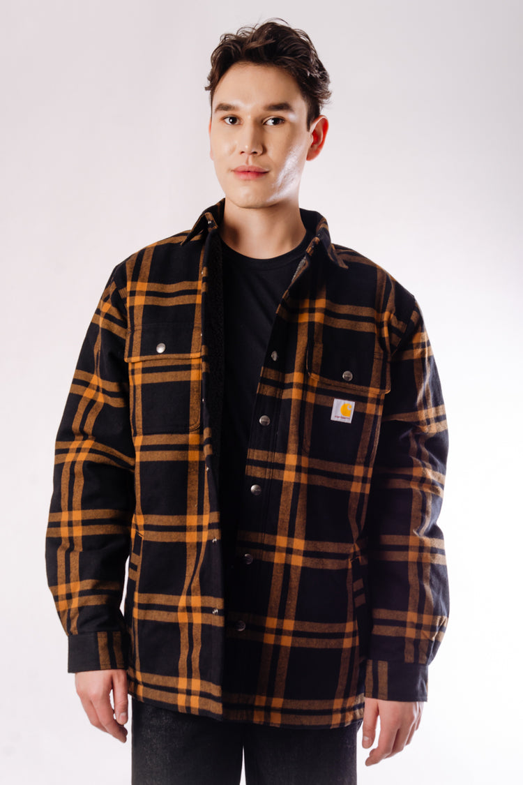 Relaxed Sherpa Lined Flannel - BLK