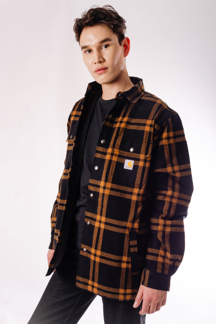 Relaxed Sherpa Lined Flannel - BLK