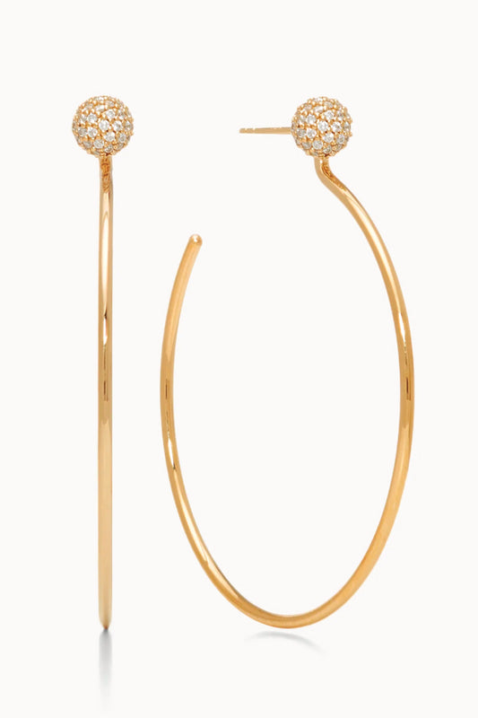 Revolve Pave Hoop Earrings - Gold - GLD