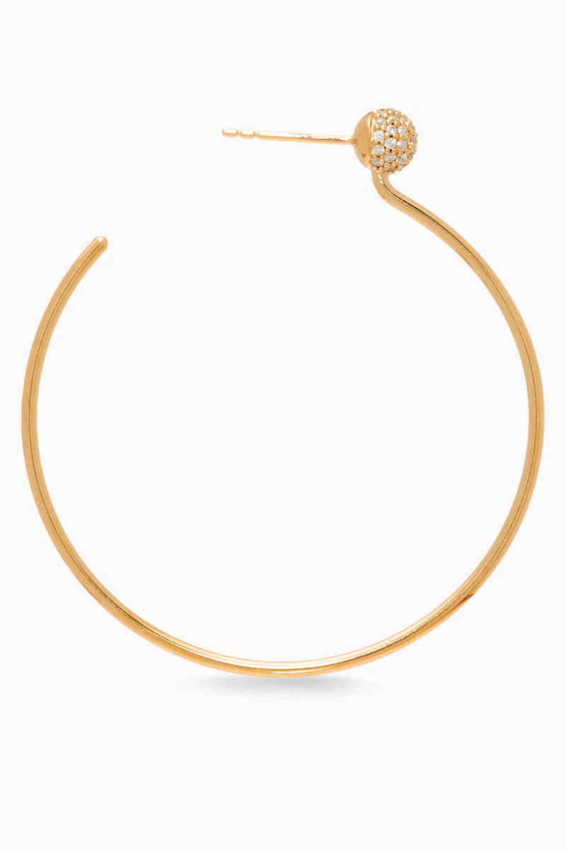 Revolve Pave Hoop Earrings - Gold - GLD