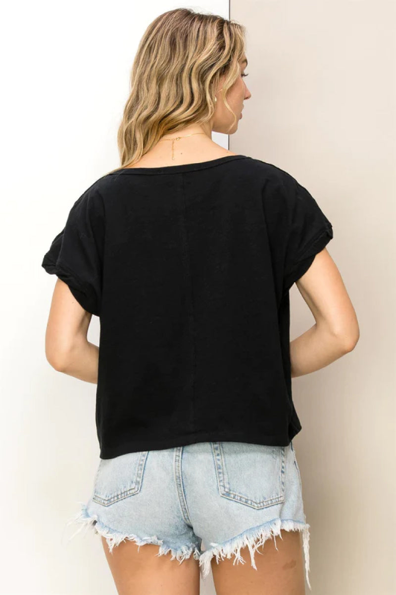 Rolled Sleeved Crew Tee - BLK