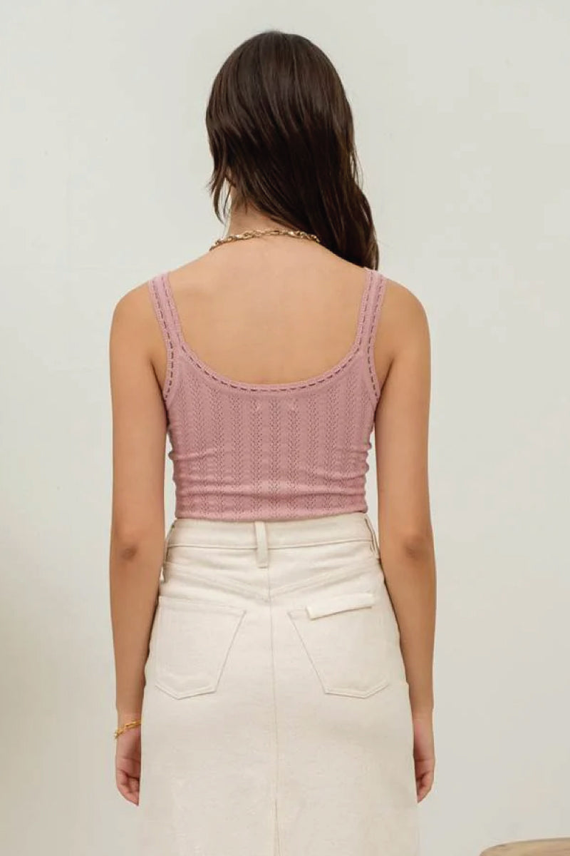 Rosette Knit Tank - PNK