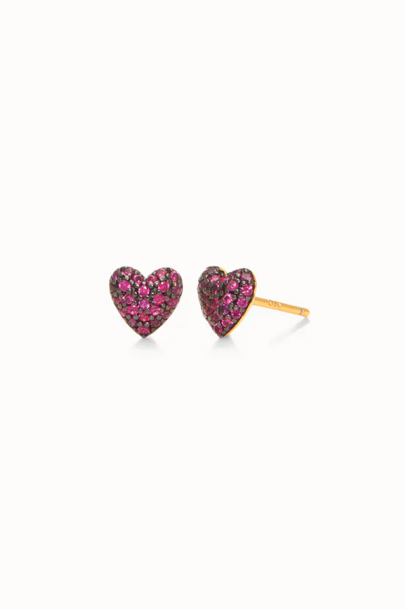 Ruby Heart Stud Earrings - RBY