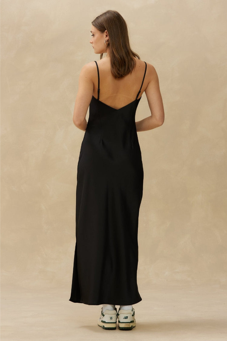 Satin Slip Dress - BLK