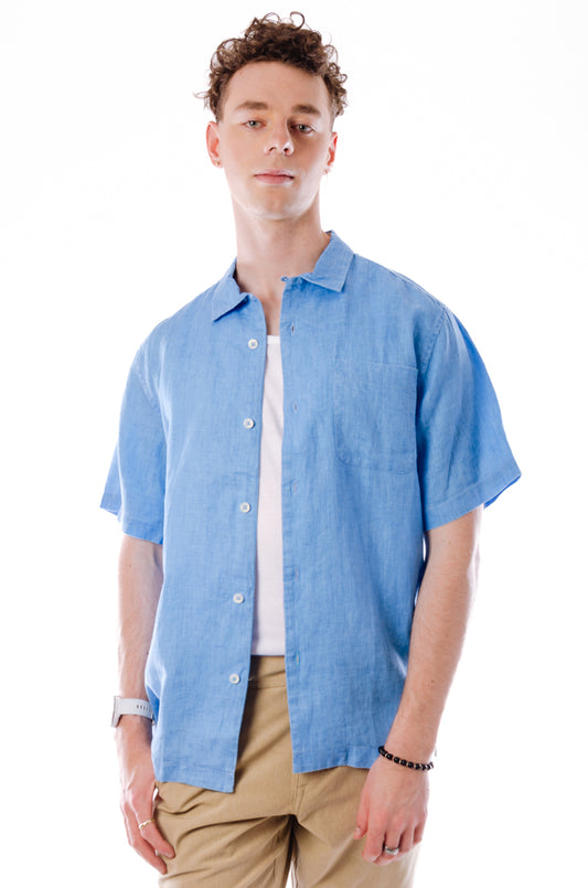 Sea Glass Linen Camp Shirt - BLY