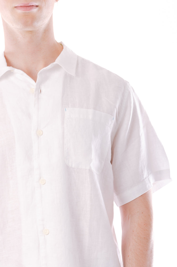 Sea Glass Linen Camp Shirt - WHT