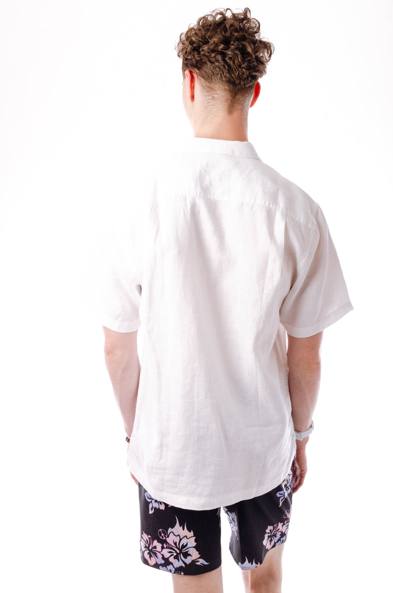 Sea Glass Linen Camp Shirt - WHT