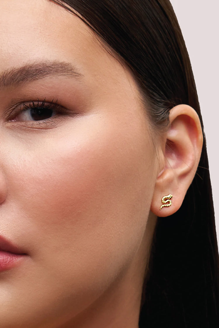 Serpent Stud Earrings - GLD