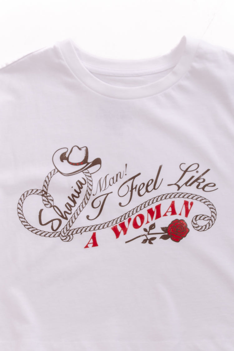 Shania - Feel Like A Woman Crop Tee - WHT