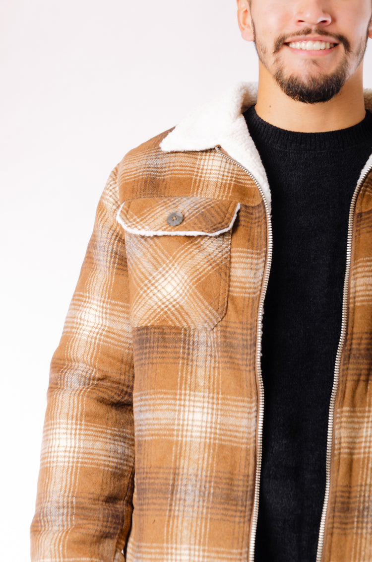 Sherpa Lined Plaid Jacket - AMB