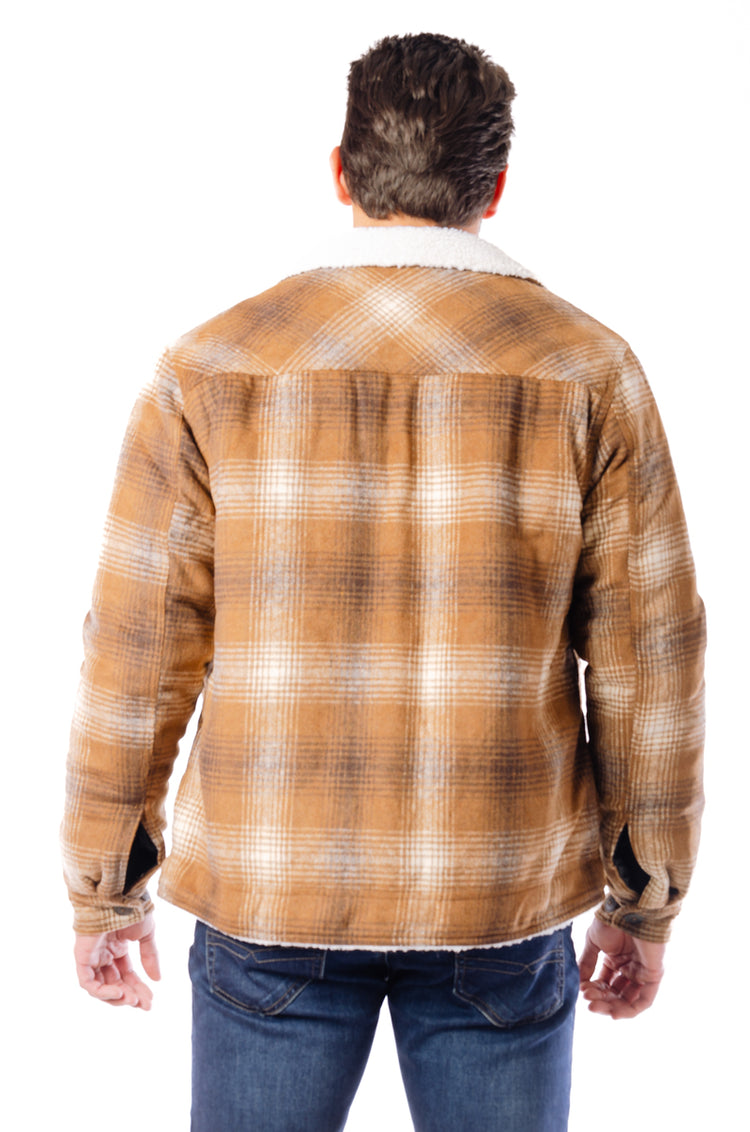 Sherpa Lined Plaid Jacket - AMB